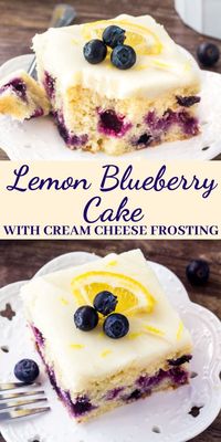 Mar 7, 2021 - This lemon blueberry cake starts with a moist & tender lemon cake that's dotted with juicy blueberries. Then it's topped with cream cheese frosting that has just a hint of lemon. The cake is filled with flavor, and makes for the perfect spring or summer dessert recipe.