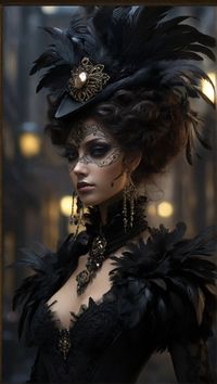 In the dimly lit streets of a neo-victorian city, an enigmatic harpy, reminiscent of a film noir femme fatale, emerges. The image, an exquisite digital painting, captures the harpy's alluring presence and ominous charm. Adorned with sleek midnight feathers and sleek onyx talons, she exudes an air of mystery and danger. Her piercing amber eyes hold secrets, beautifully framed by etched lines on her aging face. Her tattered, yet intricately designed corset and silk gown embody a faded elegance from a bygone era. This captivating artwork transports viewers to a world where darkness and sophistication intertwine, inviting them to unravel the intricate storyline of this neo-victorian noir-inspired harpy in an anime.