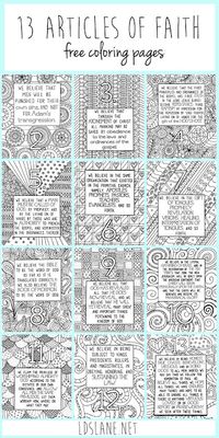 These are amazing! LDS Article of Faith Coloring Sheets