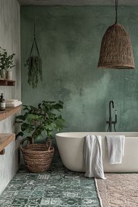 Boho Bathroom Earthy Greens