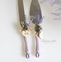 "Lavender Cake Server Set Cake Cutter Set Cake Cutting Set Cake Server and Knife This item for: 1 Cake server,1 Knife. These would make a wonderful gift for your favorite person. Perfect for Wedding or Bridal Shower Gift. Please , if you select in option \"with hearts\" write your initials and date. When ordering blades laser engraving, write your names, last name, date and engraved style ( #1, #2 or #3 ) When ordering laser engraving, you specify exactly what you want. Just make a purchase and