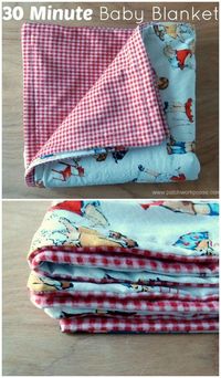 30 minute baby blanket tutorial Great project for beginners.  Only 2 fabrics needed!