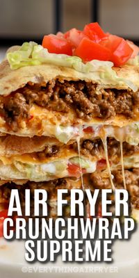 Try making this Homemade Crunchwrap Supreme recipe for a crispy and spicy dinner that turns out perfect every time. It's a simple copy recipe that's always a hit. Serve these up with all the trimmings like guacamole and taco sauce. Whether cooked with ground chicken or ground beef, these always turn out perfect. #homemadecrunchwrapsupreme #everythingairfryer #tacobells #healthierrecipe