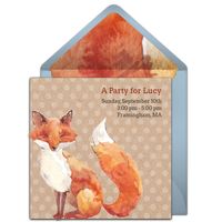 We are loving this beautiful woodland fox invitation design. Looks like real paper! Personalize and send this cute design to your friends and family for free!