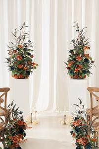 Altar Decor Free-Standing Flowers in Dark Teal & Burnt Orange