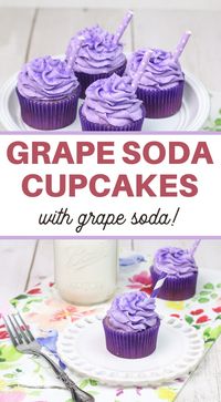 This Grape Soda Cupcakes Recipe will have everyone grabbing two! If you're looking to make a cupcake recipe with grape soda, this is it!