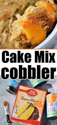 Easy peach cobbler with cake mix recipe is a great dump cake with boxed yellow cake mix and canned peaches or favorite fruit you love.