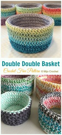 Double Double Basket Crochet Free Pattern - Storage #Basket; Free #Crochet; Patterns