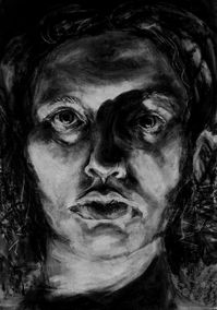 Clara Lieu, RISD Pre-College, Drawing Foundations Course, Chiaroscuro Self-Portrait assignment, charcoal, 24" x 36", 2015