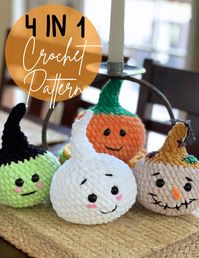 Quick and easy 4 piece Halloween bundle. Instant digital download crochet pattern. US terms.