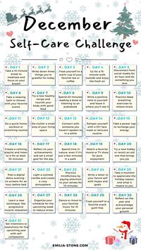 Let's have a real talk about this festive yet often overwhelming time of year. With twinkling lights, holiday gatherings, and the pressure to meet year-end goals, it's easy to get swept up in the chaos and forget about the most crucial person in the equation: you. Check out my 31-day simple self-care challenge for this month.