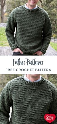 Father Pullover free crochet pattern in Red Heart Super Tweed. Enjoy working on this handsome sweater that makes a great gift for Father's Day or any occasion. It's easier than it looks to complete, crocheting in the natural flair of Red Heart Super Tweed yarn. Show your love by choosing a shade that makes it meaningful to your recipient, and enjoy much-deserved accolades in return!