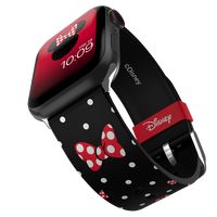 Life needs polka dots...and this watch strap. Follow your heart and have the most sparkly day ever when you don this polka dot-themed black watch strap, which features white polka dots and Minnie’s iconic red bow, as well as Disney text on the free loop. Produced on high-grade printed silicone with a stainless steel bu