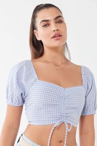 UO Gingham Cinched Cropped Top