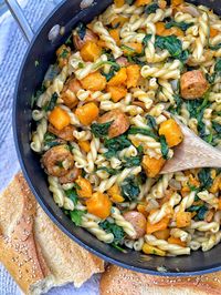 Healthy Pasta with Butternut Squash and Sausage - Sweet Savory and Steph