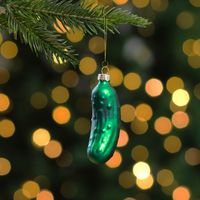 3.75" Green Christmas Pickle Glass Holiday Ornament - IMAGE 2