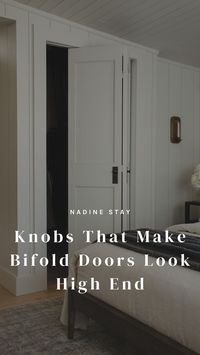 How to make a bifold door look like double doors - add a second knob. My favorite Bifold door hack. Antique brass, bronze, unlacquered brass, and chrome door knobs and backplates that make doors, bifold doors, and closet doors look high end. Antique replica door hardware. | Nadine Stay #antiqueknobs #closetdoorknobs #bifolddoorknobs #doorknobs #antiquehardware #backplates #brassknob #chromeknob #bronzeknob