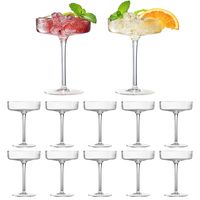 PRICES MAY VARY. The Ribbed Coupes are clear glass drinking vessels sold in sets of twelve. Each coupe has a capacity of 7 ounces and measures 5.5 inches in height and 4 inches in diameter. The design features ribbed detailing on the sides which adds a subtle texture to the otherwise smooth surface of the glass. These coupes are versatile and suitable for various events such as weddings, parties, and other celebrations. They are especially perfect for creating champagne towers, a visually impressive way to serve drinks and celebrate special occasions. The glasses are also ideal for enjoying a cocktail on a summer’s day, offering both style and function. The ribbed texture not only adds aesthetic appeal but also provides a better grip, reducing the chance of slipping. Durable and designed f