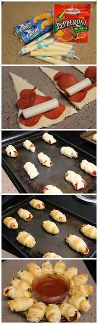 Crescent Pepperoni Roll-Ups would be perfect for appetizers while watching football or for a girls movie night in