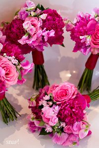 Fantastic Pink palette on these bridesmaids bouquets