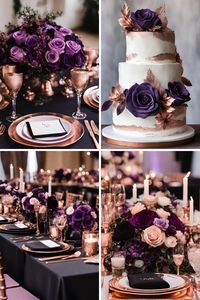 If you are looking for ideas to help you create your wedding color palette, then check out these beautiful purple and rose gold wedding color ideas to help inspire you! This wedding color palette consists of purple, black, and rose gold to make a color palette that looks absolutely stunning. | Wedding color schemes | Wedding color palettes | Wedding theme | Wedding theme ideas | Wedding colors | Wedding color inspiration | Wedding color ideas | Wedding themes | Wedding colors unique | Fall wedding color ideas | Winter wedding color ideas | Spring wedding color ideas | Summer wedding color ideas |