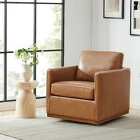 Steelside™ Alfonso Faux Leather Swivel Accent Chair with Removable Cushion | Wayfair