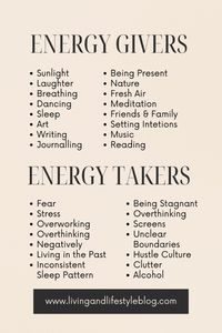 what are your energy givers in life?