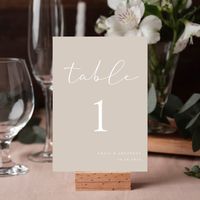 Elegant Beige Neutral Wedding Table Number