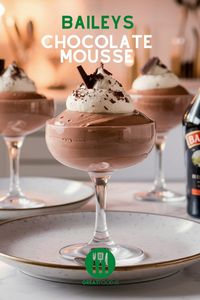 Indulge in this rich and creamy Baileys Chocolate Mousse! Made with dark chocolate, heavy cream, and a splash of Baileys Irish Cream, this dessert is perfect for any occasion. Top it off with whipped cream and chocolate shavings for an extra touch of luxury. Try this easy-to-follow recipe and impress your guests! #ChocolateMousse #BaileysRecipe #DessertLovers #EasyDesserts