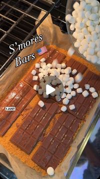 Babs on Instagram: "💥S’mores 💥
The perfect treat to take along to watch the fireworks! 💥 All the yumminess of S’mores and no fire needed! So easy and you can even make today and enjoy tomorrow. 

💥INGREDIENTS 
2 cups graham cracker crumbs
1/2 cup melted butter plus 2 tbsp
6 large milk chocolate bars 
4 cups mini marshmallows
Festive sprinkles 
	
💥INSTRUCTIONS 
Preheat oven to 350F. Line a 9×13 pan with parchment  and spray with non-stick cooking spray. 
Mix the graham cracker crumbs and melted butter together until moistened. Evenly and firmly pat the mixture into the bottom of the prepared pan.
Bake for 8-10 minutes just until the edges are lightly browned. Turn off the oven and lay the chocolate bars on top of the graham cracker crust and put the pan back into the warm oven for abou