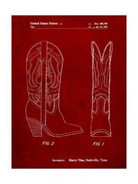 size: 24x18in Art Print: Texas Boot Company 1983 Cowboy Boots Patent by Cole Borders :