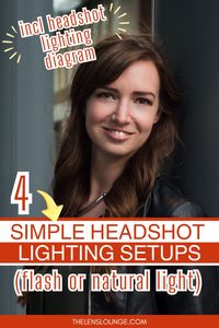 Simple headshot lighting setup - 4 easy headshot portrait photography techniques. This headshot photography lighting tutorial is great for all skill levels of portrait photography! It shows you how to light headshots beautifully and includes headshot examples and a headshot lighting diagram for each lighting setup. Perfect for lighting indoor or outdoor photography headshots with natural light or studio photography headshots with off camera flash. Photography techniques | Portrait lighting