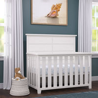 The Rockport 4-in-1 Convertible Crib has a fresh, Shaker-inspired cottage feel that will be the highlight of your baby's nursery. The textured, rustic finish, tapered feet, and generous proportions add visual interest with a flair of easygoing style. Growing as your child grows, the Rockport crib is designed to see your baby from infancy to teen and beyond. Pair with coordinating pieces of the Rockport nursery collection and provide your little one with a room just as special as they are.