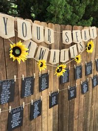 Rustic Table Seating, Seating Chart with sunflowers, chalk marker by Simply Karlie Jo