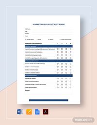 Marketing Plan Checklist Form Template