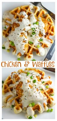 Oven-Fried Chicken with Waffles and White Gravy - Baker by Nature