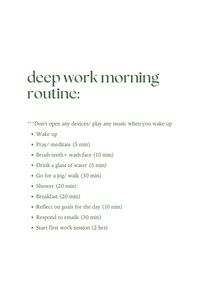 Use this routine to gain focus before deep work sessions. Feel free to add or remove tasks to suit you.