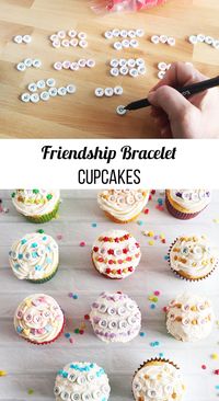 Taylor Swift Inspired Friendship Bracelet Cupcakes. Make some adorable cupcakes with friendship bracelet sprinkles on top.