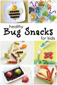 Bug Theme Healthy Snacks for Kids--These are the CUTEST healthy snacks. Perfect for spring! And a great addition to our preschool insect theme