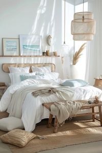 Bring the beach indoors with boho layouts that capture coastal charm with light colors, natural textures, and breezy accents. Tap to create a boho beach bungalow retreat!