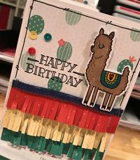 Fringed lama card by Claudia McDaniel