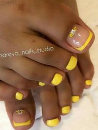 Yellow French ToeNails