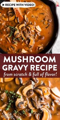 Make your own mushroom gravy with this easy and foolproof recipe! Rich and hearty, it's full of flavor and goes perfectly with recipes like hamburger steaks (to make Salisbury steak!), meatloaf or meatballs. Or serve by itself over egg noodles for a simple dinner! | #homemade #fromscratch #mushroomrecipes