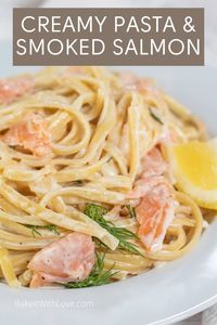 My creamy smoked salmon pasta is a luxurious and indulgent seafood dinner that everyone in the family will enjoy! The smoky and savory salmon flavor pairs perfectly with the rich and creamy pasta sauce. Not to mention, it's a quick 15-minute recipe that can be whipped up in a flash! BakeItWithLove.com