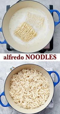 Easy Alfredo Noodles Recipe ever – Only 5 INGREDIENTS, ready in under 10 minute and a LIGHTENED UP version of Fettuccini Alfredo | #5ingredients #5ingredientrecipe