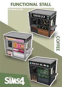 Add variety to your public spaces with 3 new coffee stall #sims#sims4#city#functional#realistic#realisticsims#gameart#coffe#animated#mod#mods