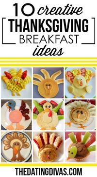 Cute breakfast ideas for Thanksgiving morning. I am loving those turkey pancakes- how fun! TheDatingDivas.com #thanksgivingbreakfast #turkeypancakes