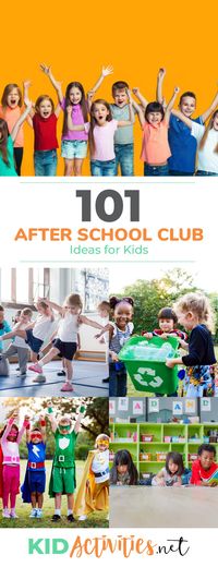 A collection of after school club ideas for kids. These range anywhere from sports, math, geology, and all the in-between. 101 club ideas.