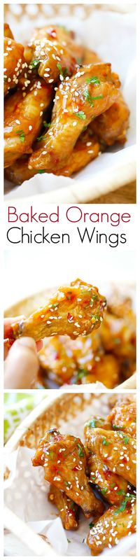 Baked Orange Chicken Wings - crispy, sticky baked wings (no frying) in an amazeballs orange sauce, so yummy | rasamalaysia.com | @justataste