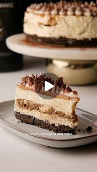 Rosie Brown on Instagram: "Salted Caramel Tiramisu Cheesecake 🤎✨

The perfect marriage of bold coffee, creamy caramel and buttery biscuit, this Salted Carmel Tiramisu cheesecake has a buttery chocolate biscuit base topped with the creamiest salted caramel filling. Layered with coffee soaked biscuits, gooey caramel and creamy mascarpone style frosting, it’s made with the Protein Works Salted Camamel Wondershake for a high protein smooth, creamy consistency and sweet yet salty flavour. 

Recipe:

Base:
300 g chocolate biscuits e.g. oreos
115g dairy free butter, melted

Filling
270ml dairy free double cream, cold
500g dairy free cream cheese, full fat, room temp
80g icing sugar
50g @ProteinWorks Salted Caramel Wondershake

Sponge layer:
12-14 sponge fingers 
2 tsp instant coffee
200ml warm w